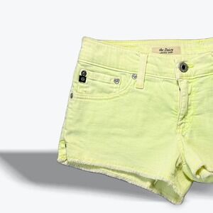 AG Adriano Goldschmied The Daisy Denim Shorts Cut Offs Neon Yellow Low Rise 29